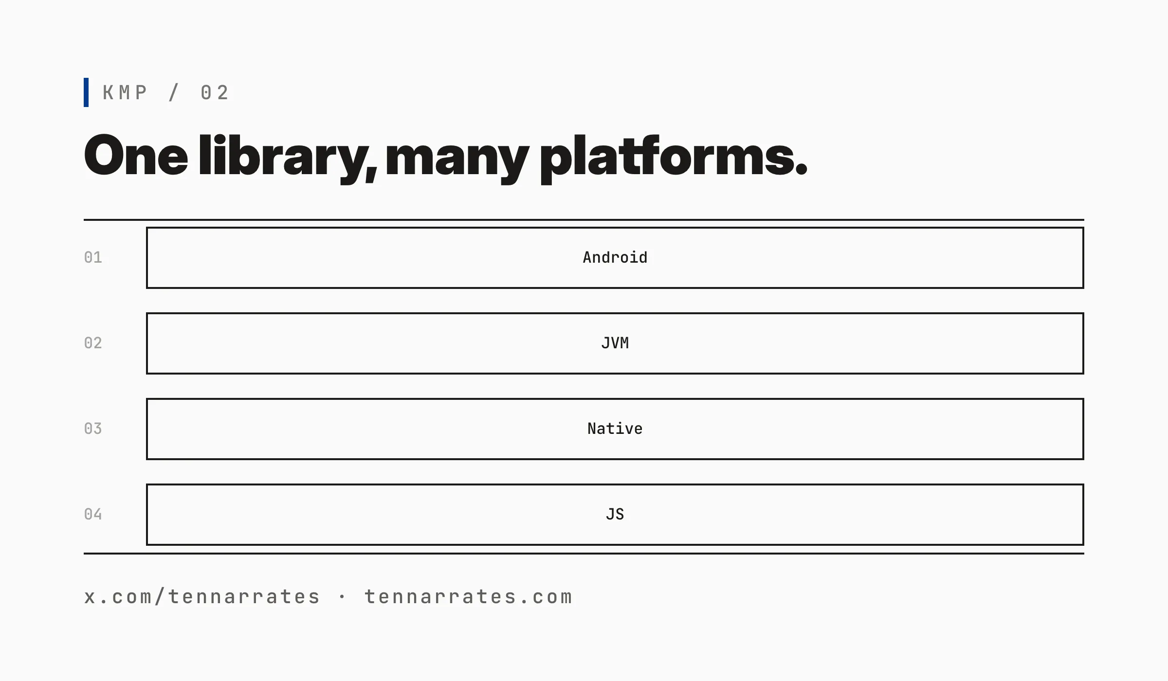 A stack diagram showing multiple platform executables consuming a single shared library.