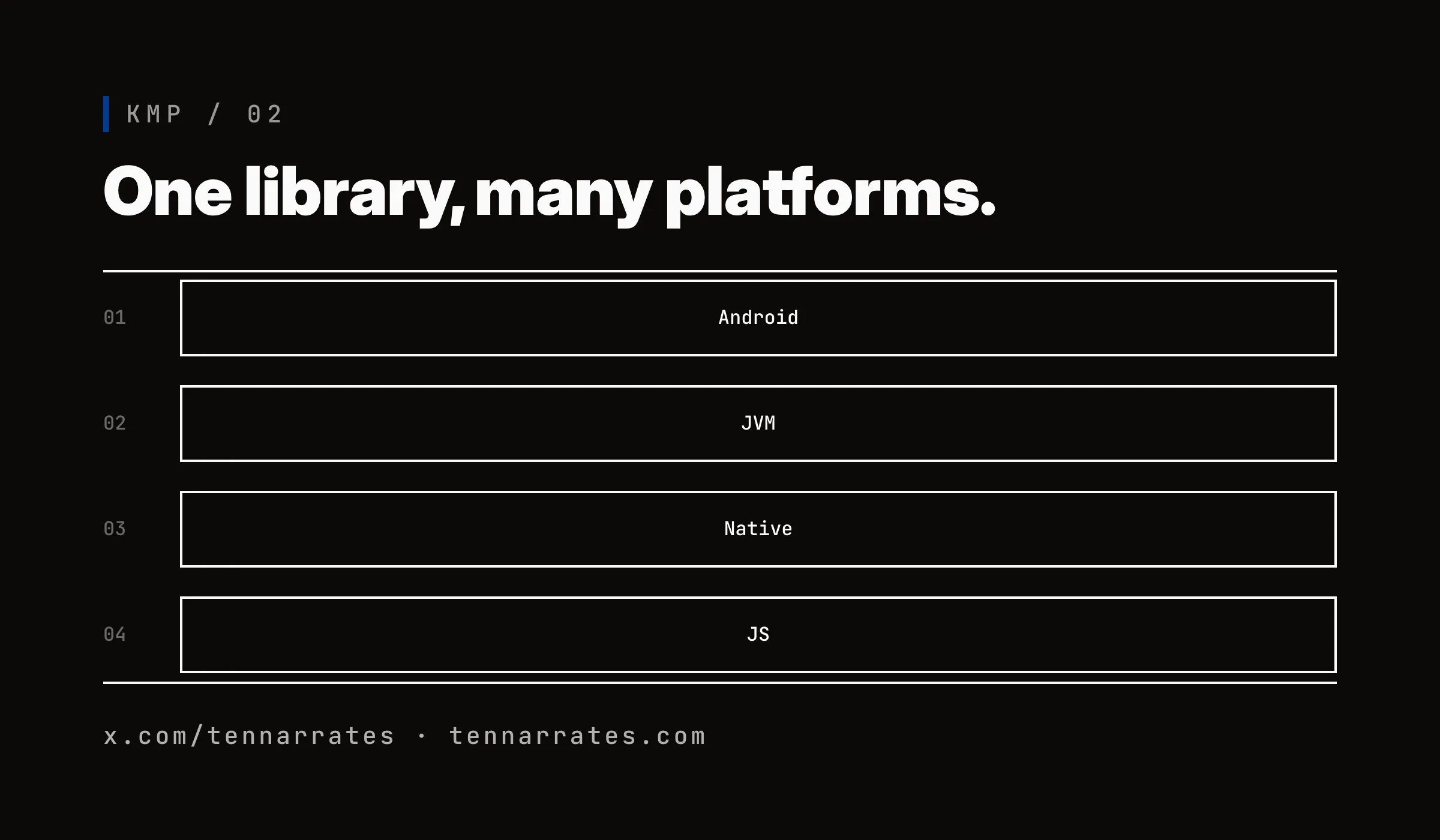 A stack diagram showing multiple platform executables consuming a single shared library.